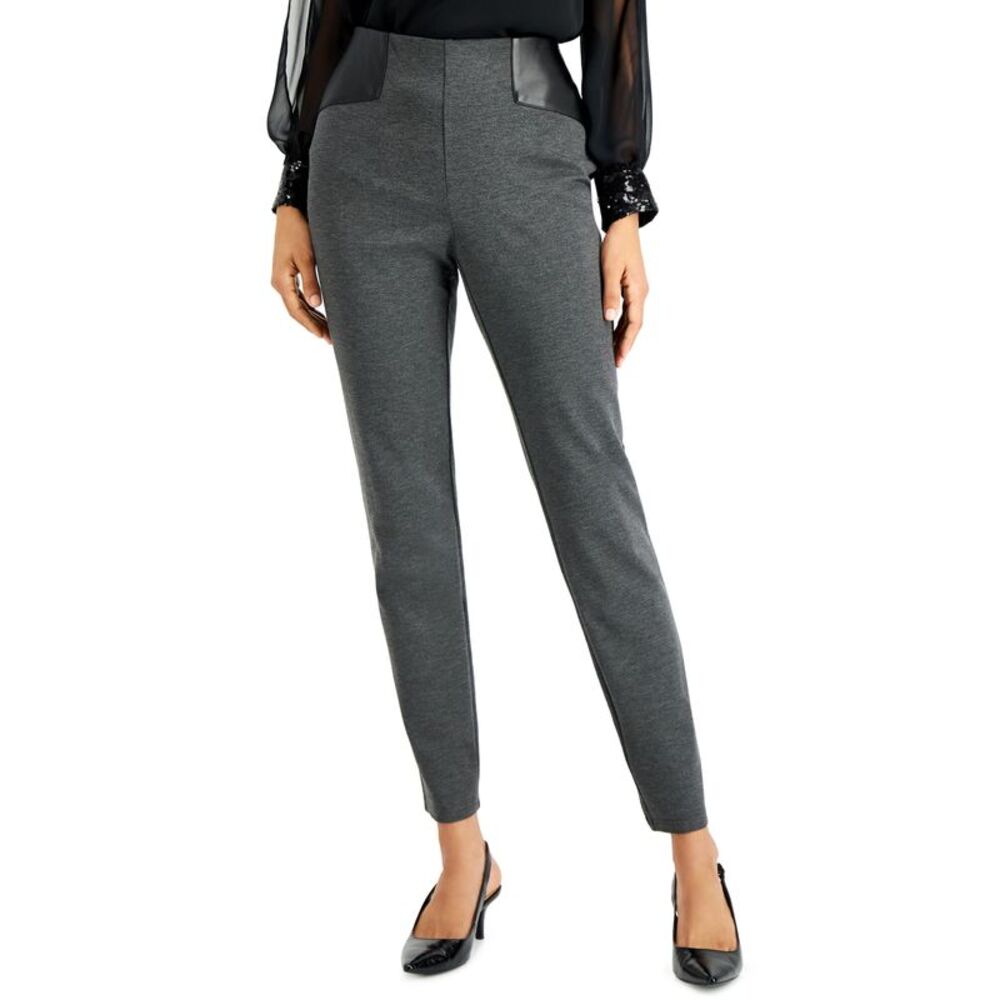 JM Collection Faux Leather Trim Ponte Knit Pants